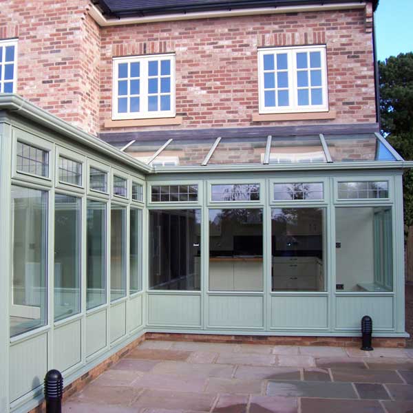 A chartwell green timber conservatory