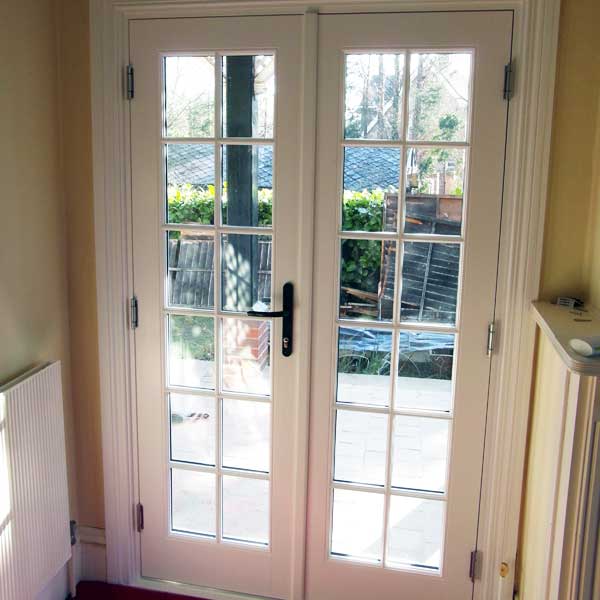 White timber french doors with georgian bars