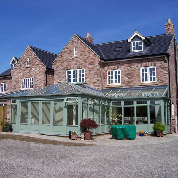 Large timber conservatory in chartwell green