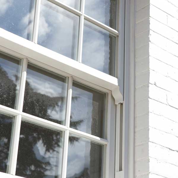 Vertical sliding sash window close up
